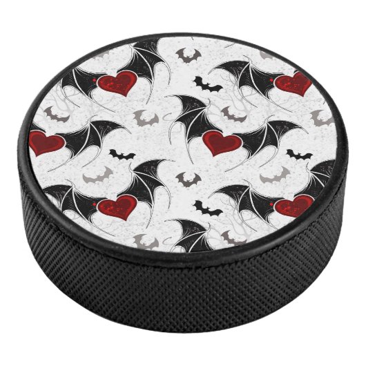 Halloween hart met zwarte vleugels hockey puck (3/4)