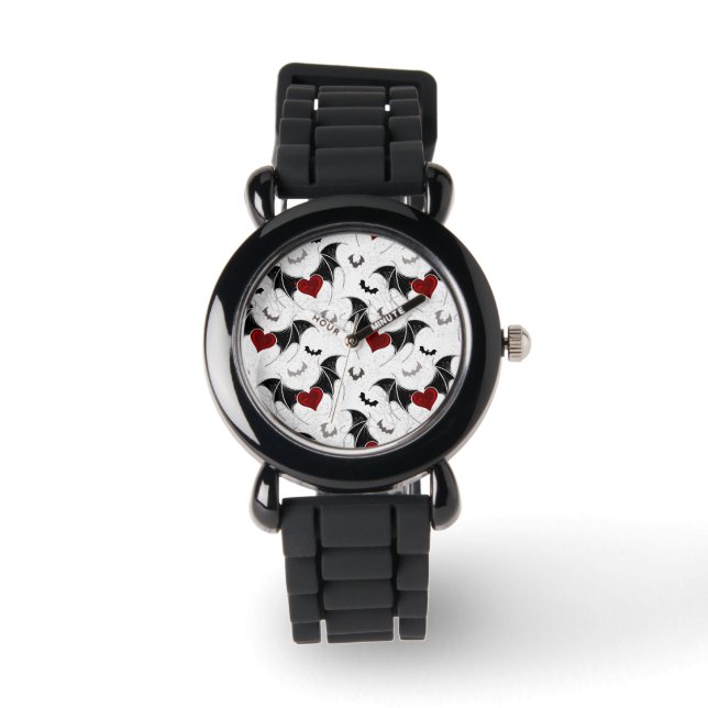 Halloween hart met zwarte vleugels horloge (Voorkant)