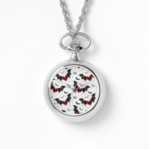 Halloween hart met zwarte vleugels horloge