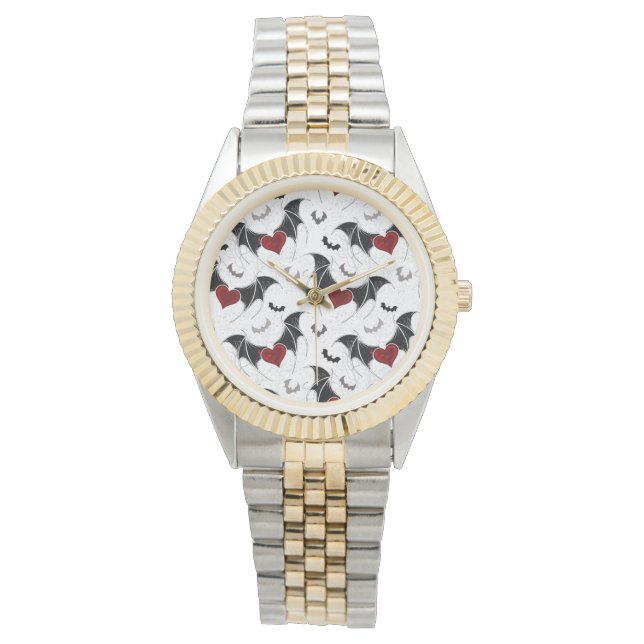 Halloween hart met zwarte vleugels horloge (Voorkant)