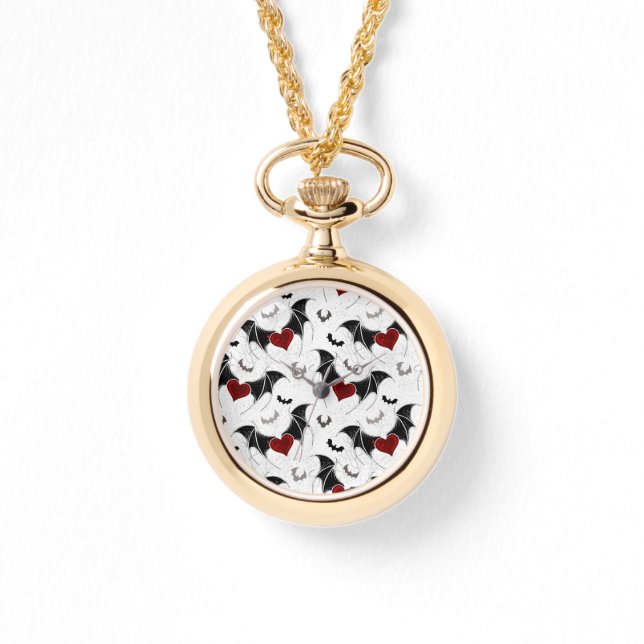 Halloween hart met zwarte vleugels horloge (Voorkant)