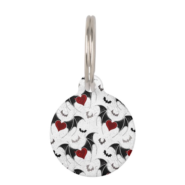 Halloween hart met zwarte vleugels huisdierpenning (Voorkant)