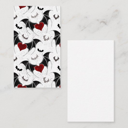 Halloween hart met zwarte vleugels informatiekaartje (Voorkant / Achterkant)