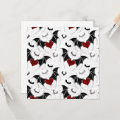 Halloween hart met zwarte vleugels kaart (Voorkant / Achterkant in situ)