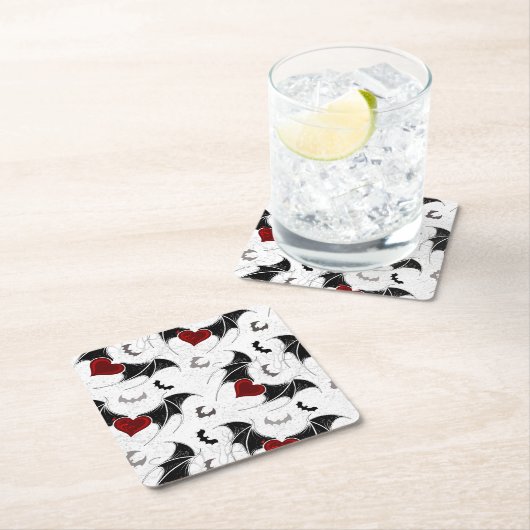 Halloween hart met zwarte vleugels kartonnen onderzetters (Insitu)