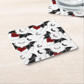 Halloween hart met zwarte vleugels kartonnen onderzetters (Schuin)