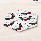 Halloween hart met zwarte vleugels kartonnen onderzetters (Schuin)