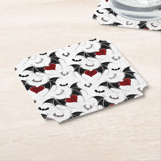 Halloween hart met zwarte vleugels kartonnen onderzetters (Gekanteld)