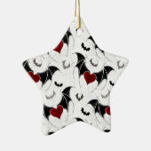 Halloween hart met zwarte vleugels keramisch ornament (Rechts)