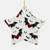 Halloween hart met zwarte vleugels keramisch ornament (Voorkant)