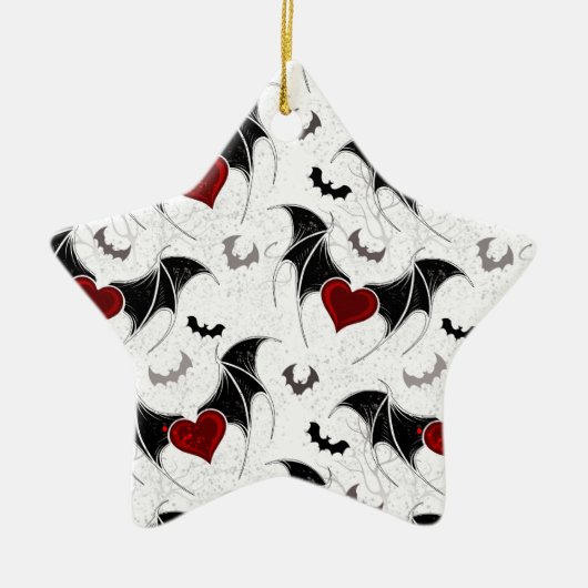 Halloween hart met zwarte vleugels keramisch ornament (Voorkant)