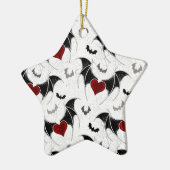 Halloween hart met zwarte vleugels keramisch ornament (Links)