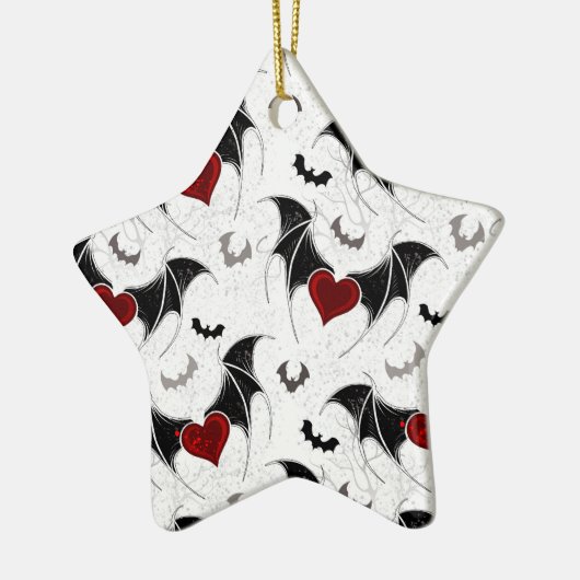 Halloween hart met zwarte vleugels keramisch ornament (Links)