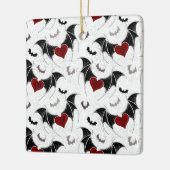 Halloween hart met zwarte vleugels keramisch ornament (Links)