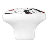 Halloween hart met zwarte vleugels keramische knop (Zijkant)