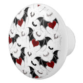 Halloween hart met zwarte vleugels keramische knop (Rechts)