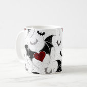 Halloween hart met zwarte vleugels koffiemok (Voorkant links)