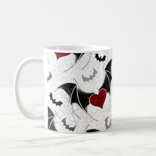 Halloween hart met zwarte vleugels koffiemok (Links)