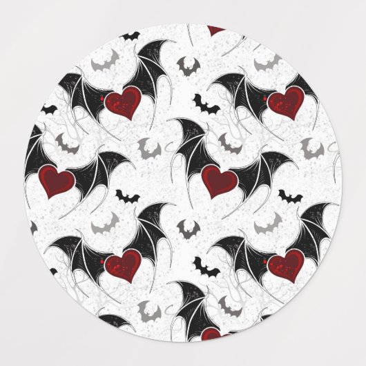 Halloween hart met zwarte vleugels labels (Design 1)