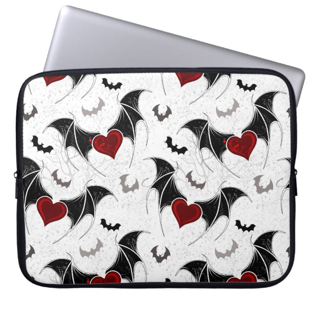 Halloween hart met zwarte vleugels laptop sleeve (Voorkant)