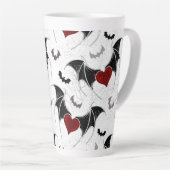 Halloween hart met zwarte vleugels latte mok (Rechterhoek)