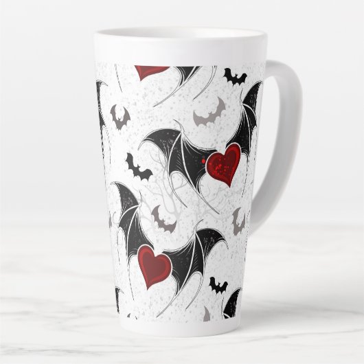 Halloween hart met zwarte vleugels latte mok (Rechterhoek)