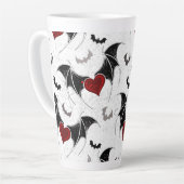 Halloween hart met zwarte vleugels latte mok (Linkerhoek)