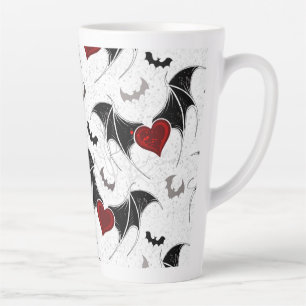 Halloween hart met zwarte vleugels latte mok
