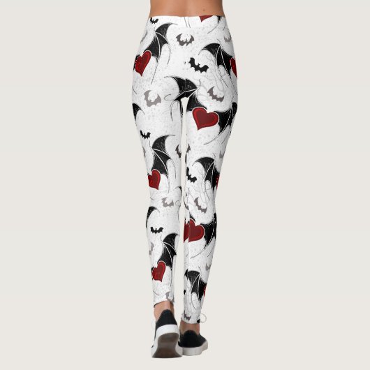 Halloween hart met zwarte vleugels leggings (Achterkant)