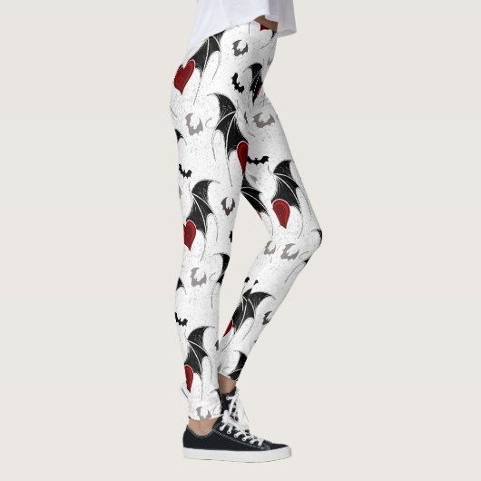 Halloween hart met zwarte vleugels leggings (Rechts)