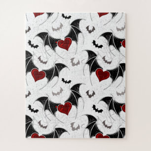 Halloween hart met zwarte vleugels legpuzzel