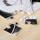 Halloween hart met zwarte vleugels legpuzzel (Zijkant)