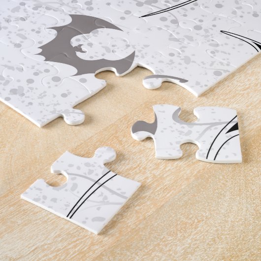 Halloween hart met zwarte vleugels legpuzzel (Zijkant)