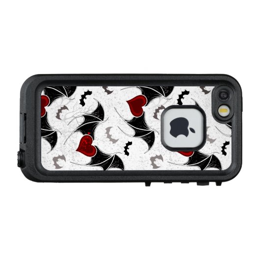 Halloween hart met zwarte vleugels LifeProof iPhone hoesje (Achterkant (horizontaal))