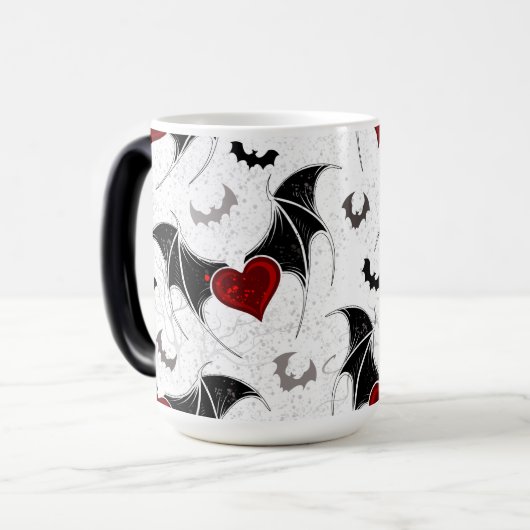 Halloween hart met zwarte vleugels magische mok (Voorkant links)