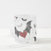 Halloween hart met zwarte vleugels matglas koffiemok (Voorkant links)