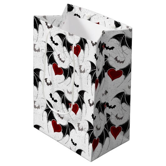 Halloween hart met zwarte vleugels medium cadeauzakje (Voorkant Gekanteld)