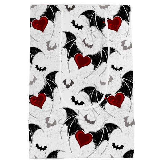 Halloween hart met zwarte vleugels medium cadeauzakje (Achterkant)