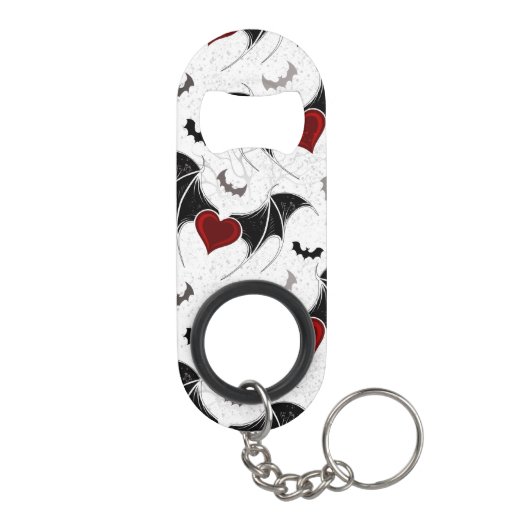 Halloween hart met zwarte vleugels mini flessenopener (Achterkant)