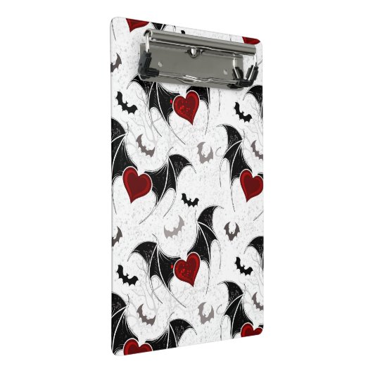 Halloween hart met zwarte vleugels mini klembord (Schuin)