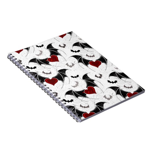 Halloween hart met zwarte vleugels notitieboek (Rechterzijde)