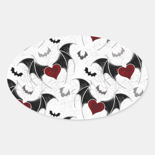 Halloween hart met zwarte vleugels ovale sticker (Voorkant)