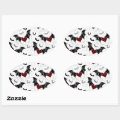 Halloween hart met zwarte vleugels ovale sticker (Vel)