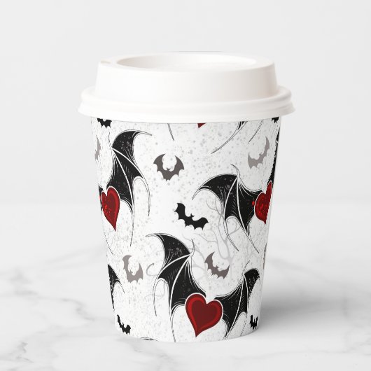 Halloween hart met zwarte vleugels papieren bekers (Achterkant)