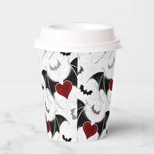 Halloween hart met zwarte vleugels papieren bekers (Rechts)