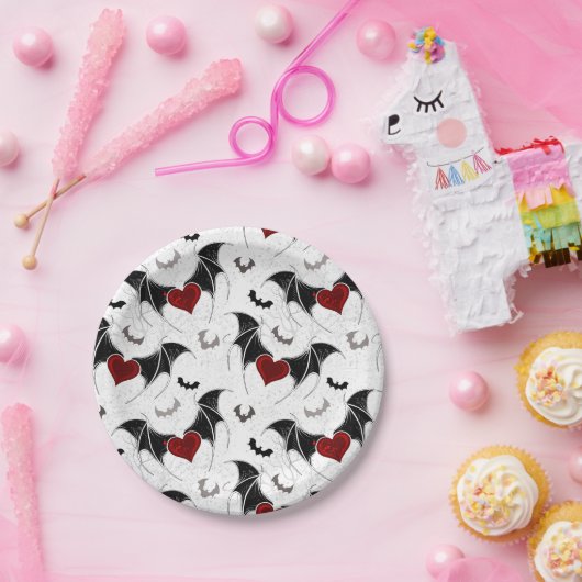 Halloween hart met zwarte vleugels papieren bordje (Feest)