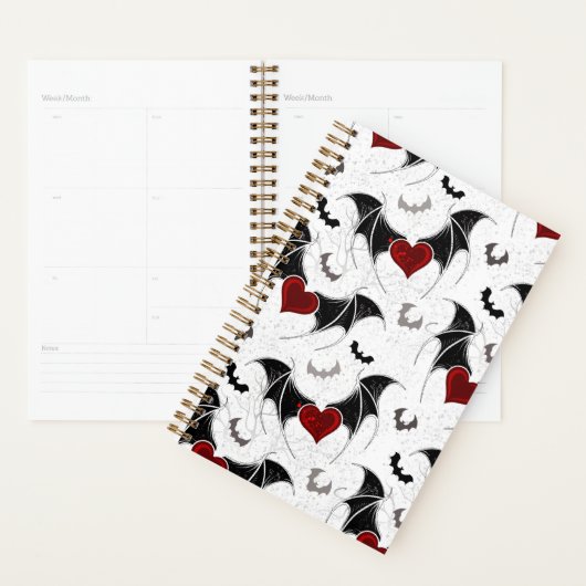 Halloween hart met zwarte vleugels planner (Display)