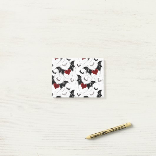 Halloween hart met zwarte vleugels post-it® notes (Op bureau)