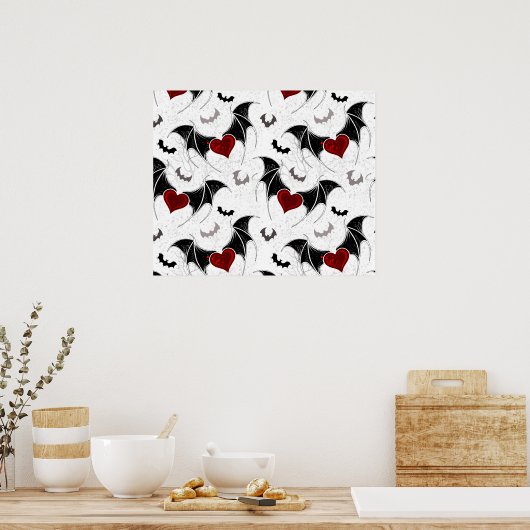 Halloween hart met zwarte vleugels poster (Keuken)