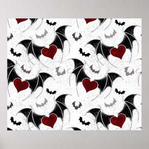 Halloween hart met zwarte vleugels poster